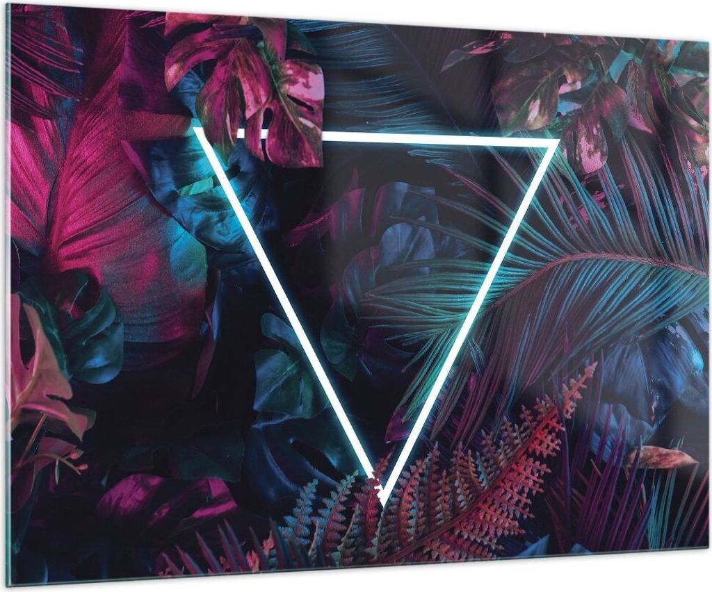 Bilder auf glas - Einteilig - Leuchtend Dreieck Blätter - 100x70cm - Glasbilder - Wandbilder - Bilder - Wanddekoration aus Glas - Glas Bilder - Wa...