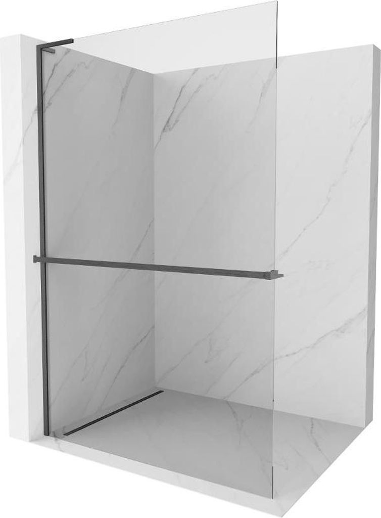 Mexen Kioto+ L Duschwand mit Regal Walk-in 70 x 200 cm, transparent, gunmetal gebürstet - 800-070-123-66-00