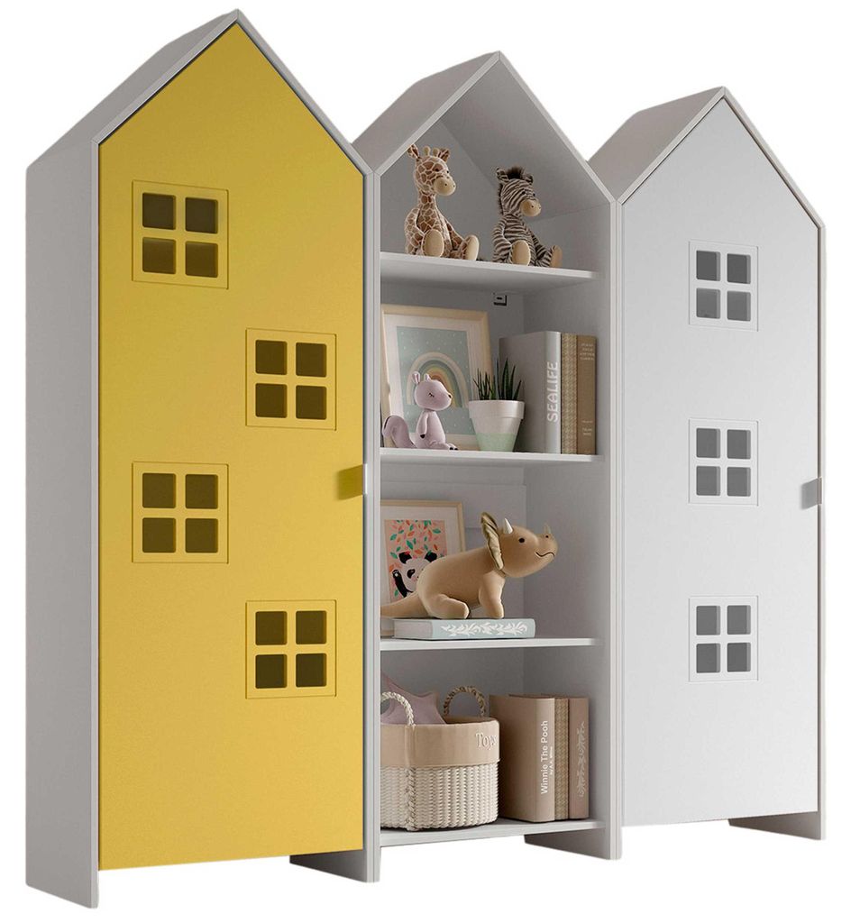 VIPACK - CASAMI BRUGES Set 3-tlg. best. aus: Regalschrank, Schrank 1-trg. mit Front in Gelb u. Weiß