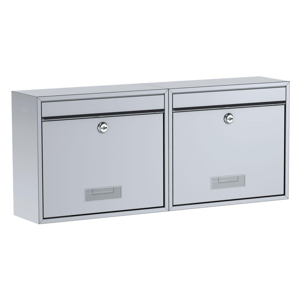 BASI - Briefkasten - SET - 2x BK 900 - Stahl Silber - 2x2170-0661