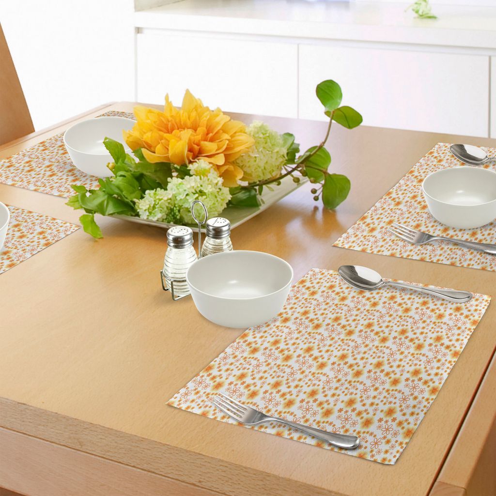 ABAKUHAUS Blumen Platzmatten, Doodle-Komposition mit Vintage Inspirations Abstract Summer Design, Tiscjdeco aus Farbfesten Stoff für das Esszimmer...