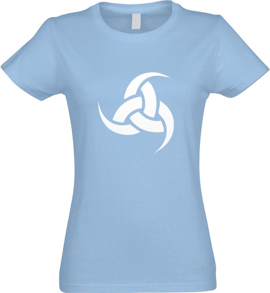 Kiwistar - T-Shirt tailliert - Damen - himmelblau - Tripple Horn von Odin - mit Motiv Bedruckt - Funshirt Design - Sport - Freizeit - Damen - L