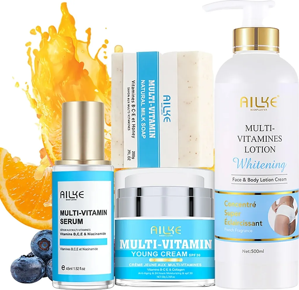 Kit de soins naturels multi-vitaminés visage - Coffret éclat 4 en 1