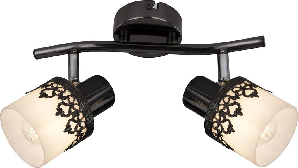 Plafonnier 2 spots orientables Lacey E14 Noir et Blanc Romantique