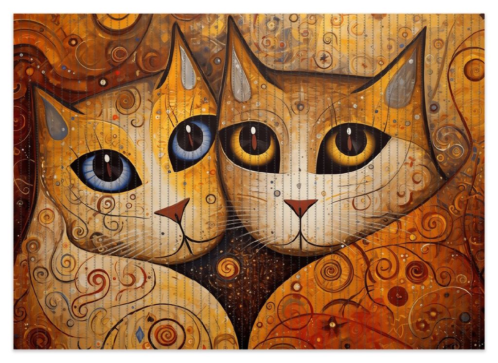 Wallario Duschmatte Antirutschmatte Badmatte Fußmatte Goldene Katzen, Größe ca. 70 x 50 cm