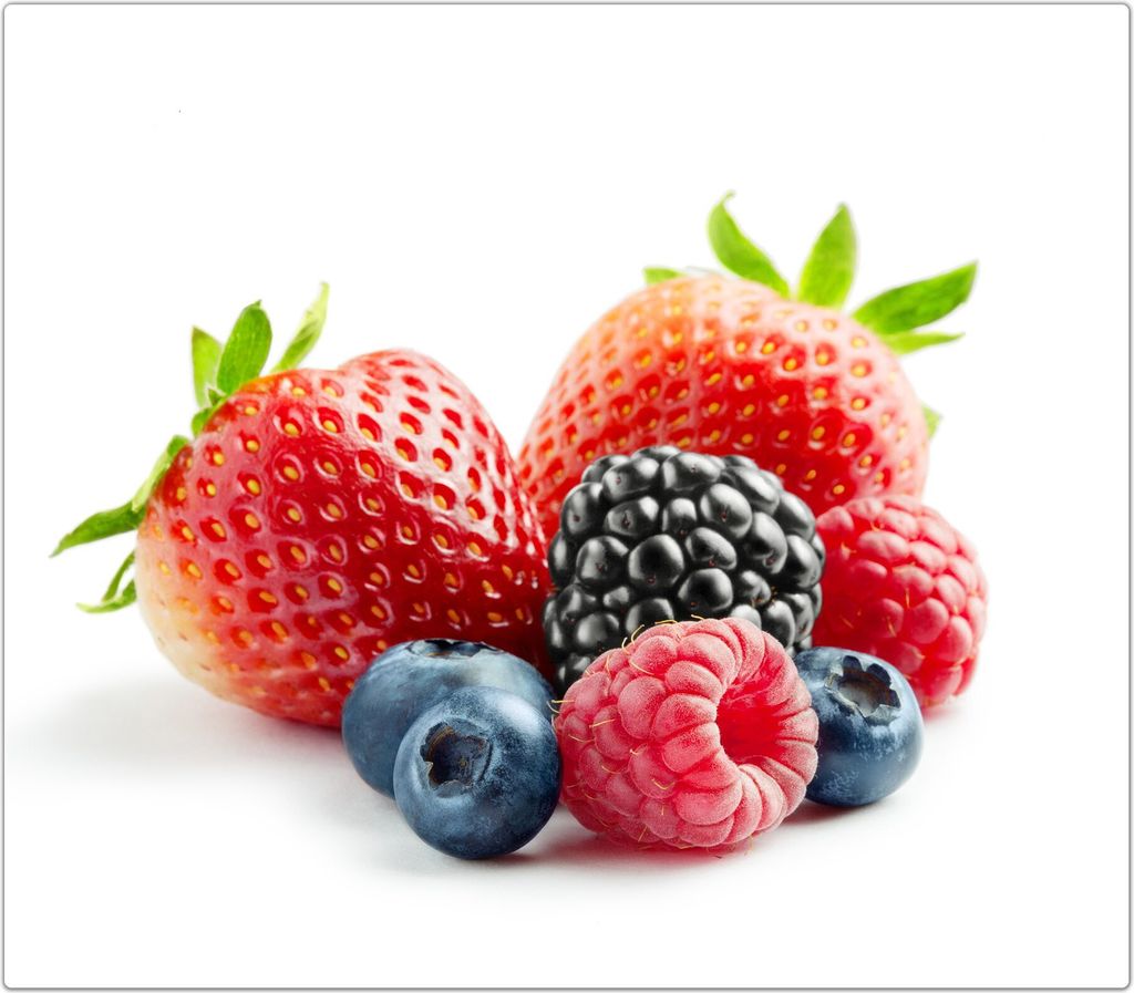 Spritzschutz Herdabdeckplatte Schneidebrett aus Glas Frische Beeren gemischt 1-Teilig (60x52cm)