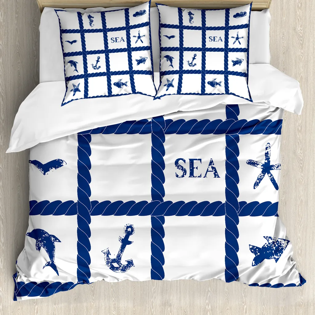Linge de lit pour personnes allergiques 155x220 marine et blanc