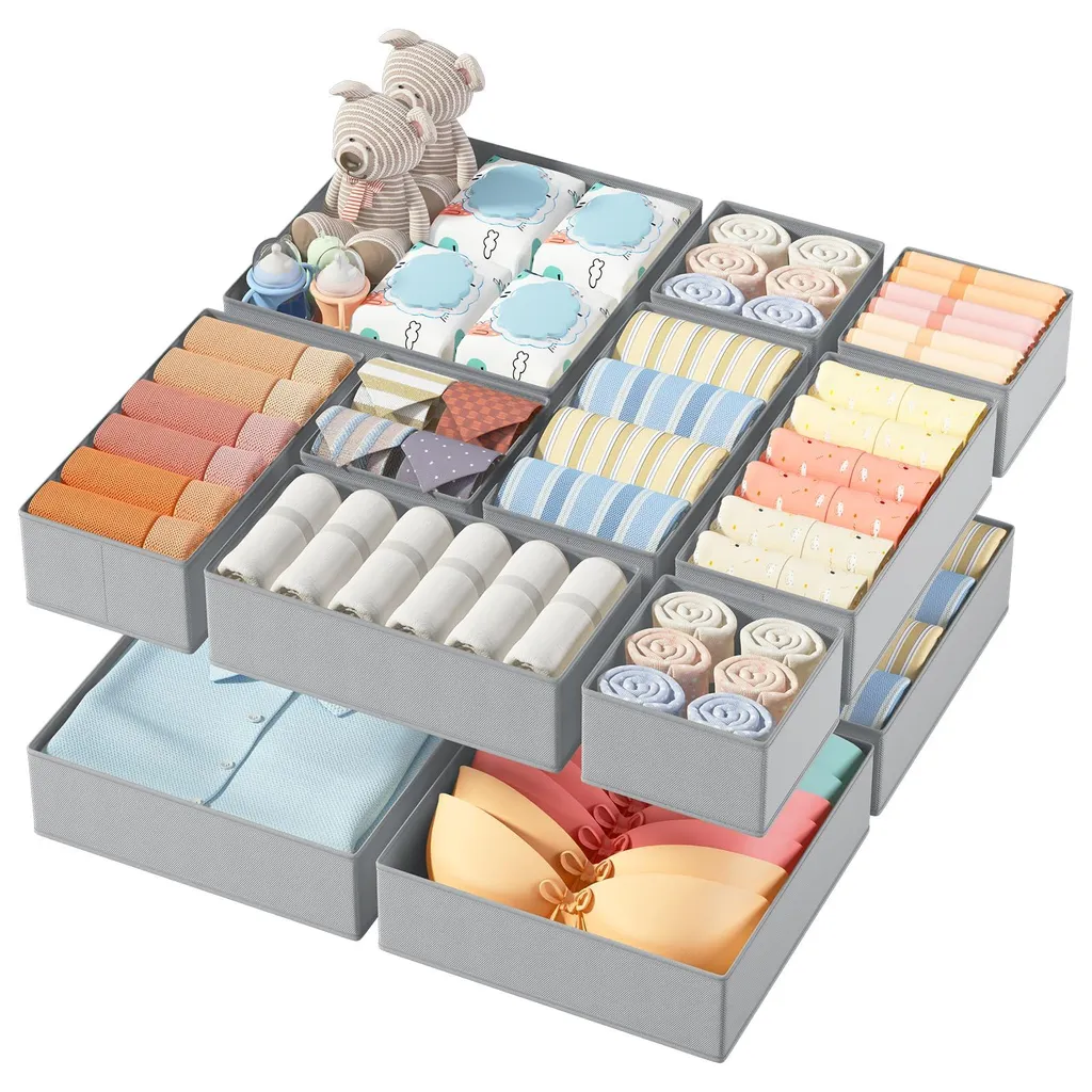 Organiseur d'armoire 12 compartiments en tissu pour vêtements et culottes