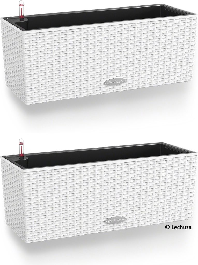 2er - Set LECHUZA Blumenkasten BALCONERA Cottage 50 Weiß
