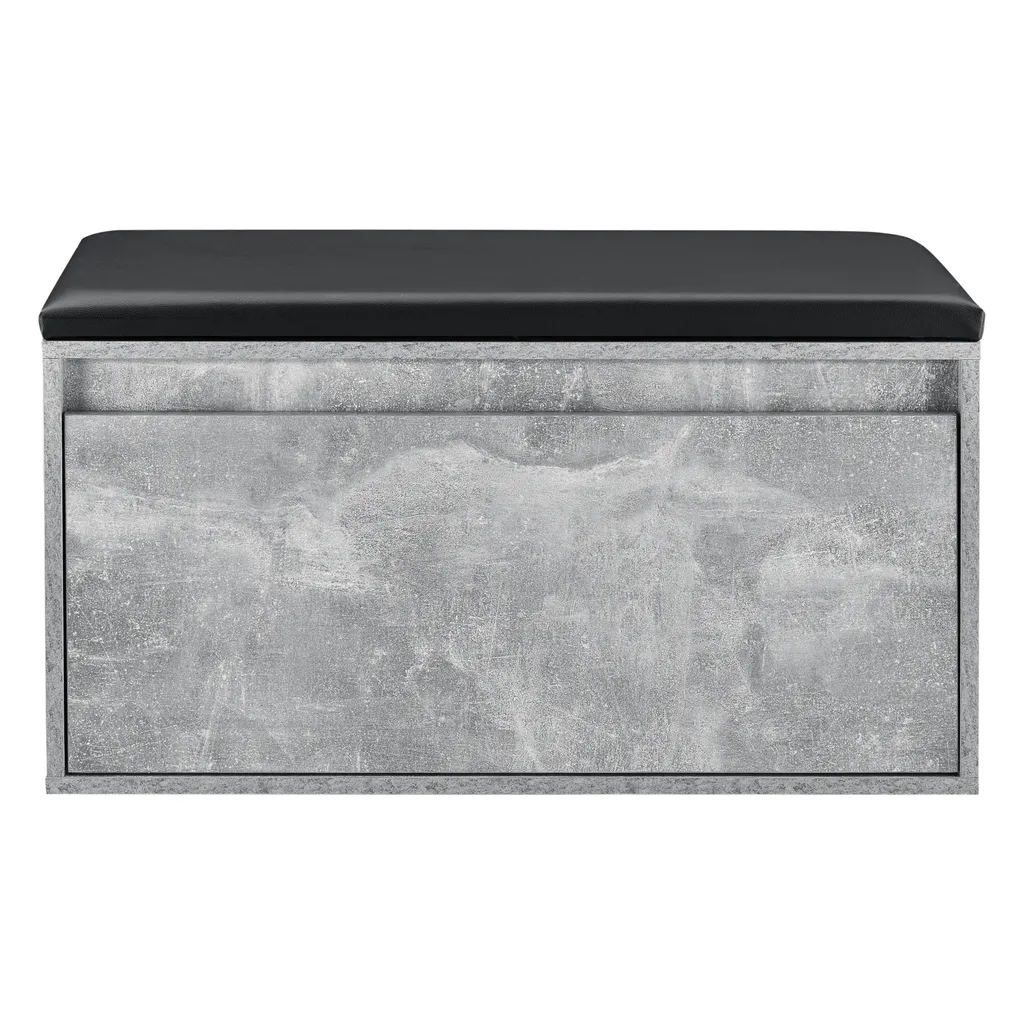 Banc de rangement aspect béton et noir 80 cm Degerfors avec tiroir chic - 4
