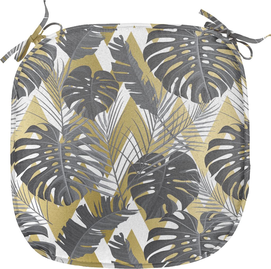 ABAKUHAUS Monstera Blatt Polster für Esszimmerstühle, Moderne Aloha Stil, Dekoratives wasserfestes Kissen mit Riemen für Küchensitze, 40 cm x 4...