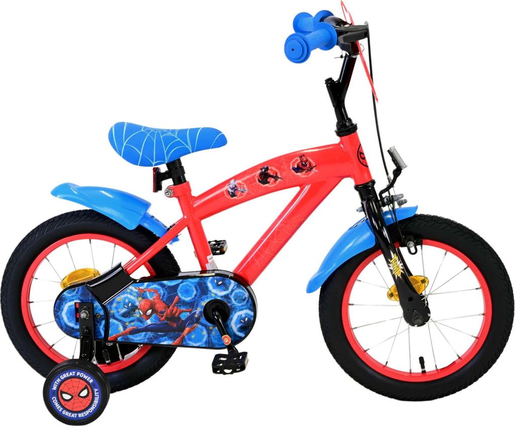 Volare Marvel Spider-Man Kinderfahrrad für Jungen - 14 Zoll in Rot/Blau