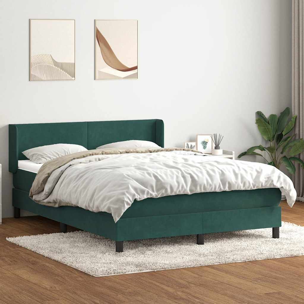 Maison Exclusive - Boxspringbett mit Matratze Dunkelgrün 160x210 cm Samt