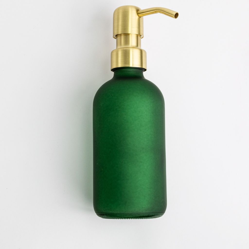 Natural Goods Berlin KLEAN Seifenspender mit Etiketten, hochwertiger & nachfüllbarer Seifenspender für Küche & Bad, matt Grün, Edelstahl Pumpko...
