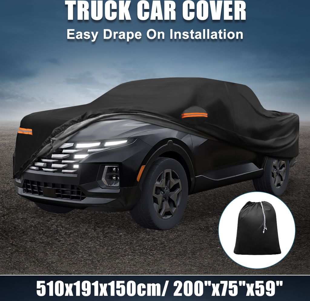 LKW Autoabdeckung für Hyundai Santa Cruz 210D-PU Oxford Outdoor Voll LKW Autoabdeckung Alle Wetter Wasserdichter Sonnenschutz mit Fahrertür Rei?v...