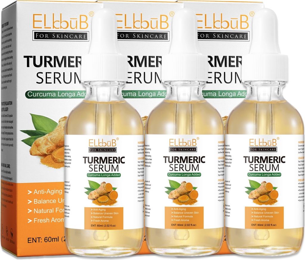 Gesichtsserum Kurkuma Serum Hyperpigmentation Pigmentflecken Entferner Bio Vegan, 3x 60ml