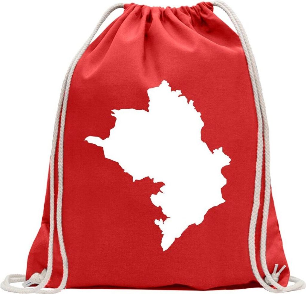 Kiwistar - Turnbeutel - rot - Bergkarabach Umriss Kontur - Fun Rucksack Sport Beutel Gymsack Baumwolle mit Ziehgurt