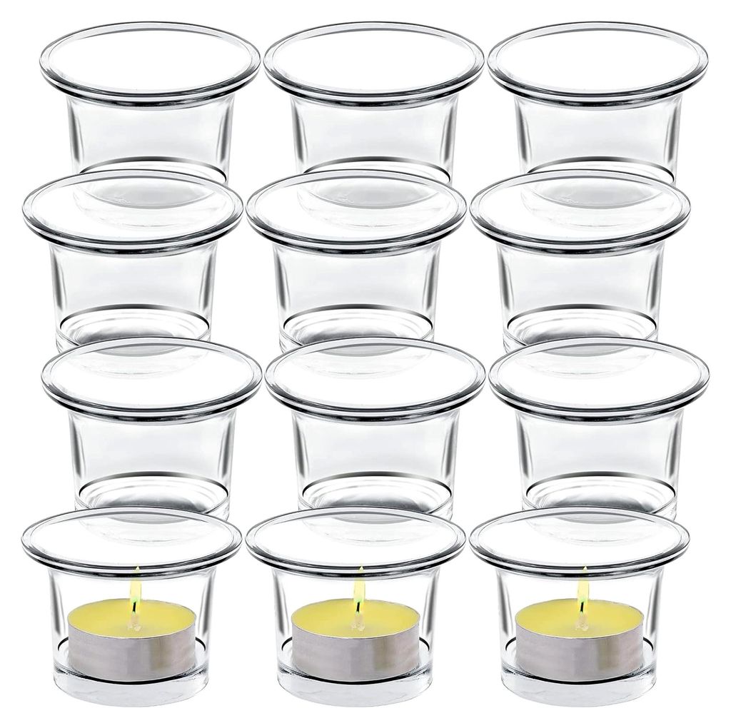 Set von Teelichtgläsern, 12 Stück Votivkerzenhalter, Teelichthalter aus Glas, Windlicht, Kerzenhalter, Tischdekoration für Hochzeiten und Partys