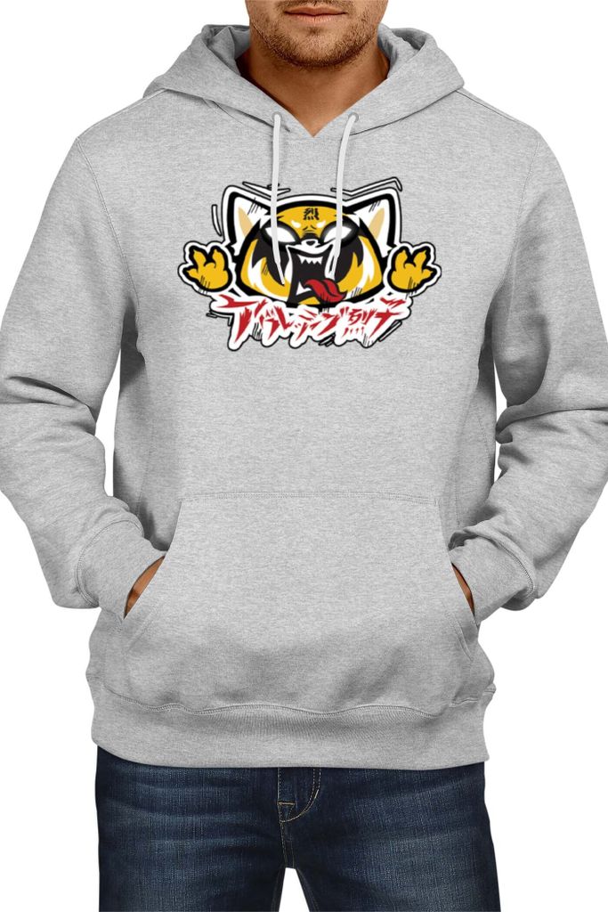 Herren Kapuzenpullover Japan Anime Manga Comics Aggretsuko 02, Man M / Grau