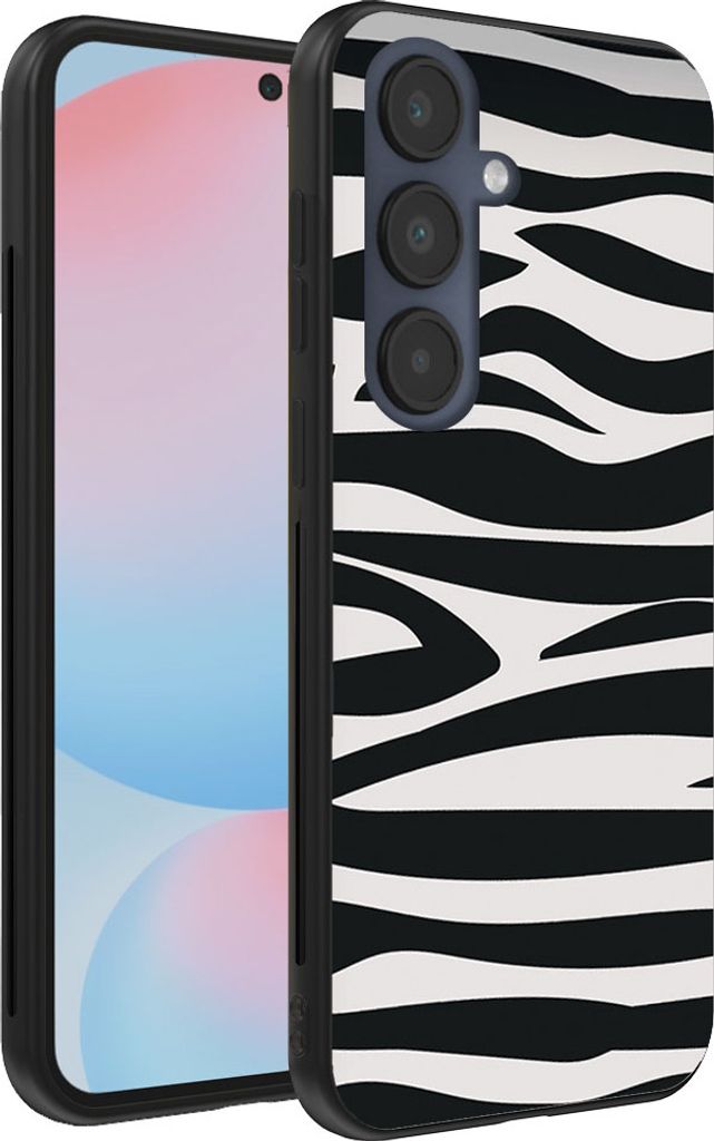Smartphonica Handytasche passend für Samsung Galaxy S24 FE mit Zebradruck - TPU Rückseite Abdeckung Fall Zebra-Design - Schwarz Weiß