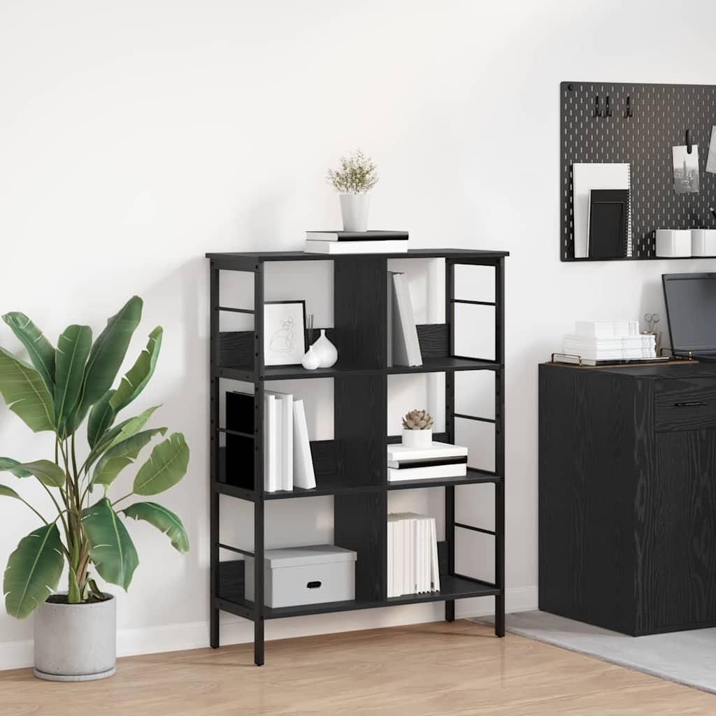 "Schlussverkauf" Bücherregal rechteckig - 1 pc - Büroregal mit Stauraum - Schwarz Eichen-Optik 82x32x112 cm Holzwerkstoff C12393
