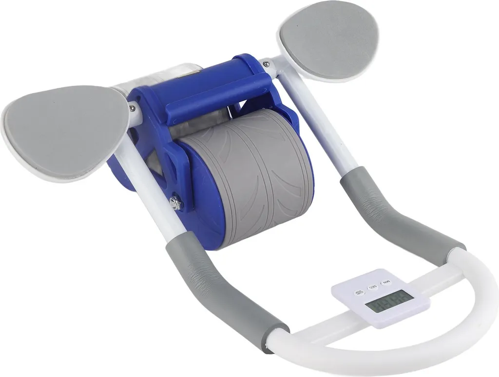 Roulette abdo automatique bleu avec minuteur et rebond pour fitness pro