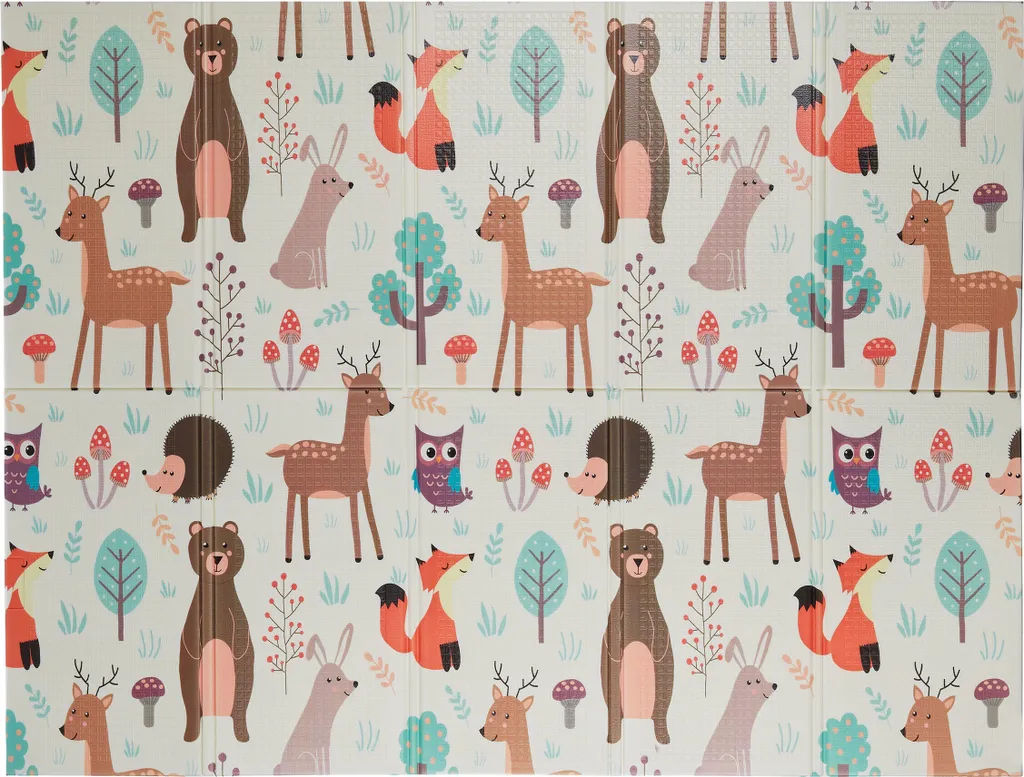 Tapis de jeu imperméable en mousse XPE pliable avec animaux des bois