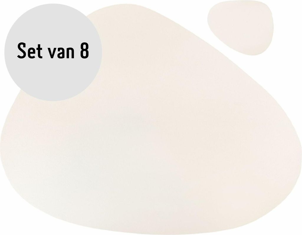 Krumble Tischset und Untersetzer - Design Tischset mit Untersetzer / Weiß - 8-Stück Set - Anti-Rutsch - Lederoptik