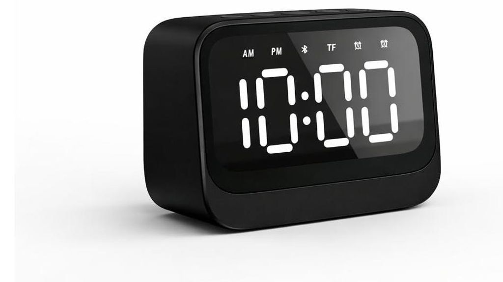 Explore Scientific Tragbarer Bluetooth-Wecker BCC1007 mit Doppelwecker, LED-Display, 1200mAh Akku, TF-Karte, Freisprecheinrichtung, USB-C