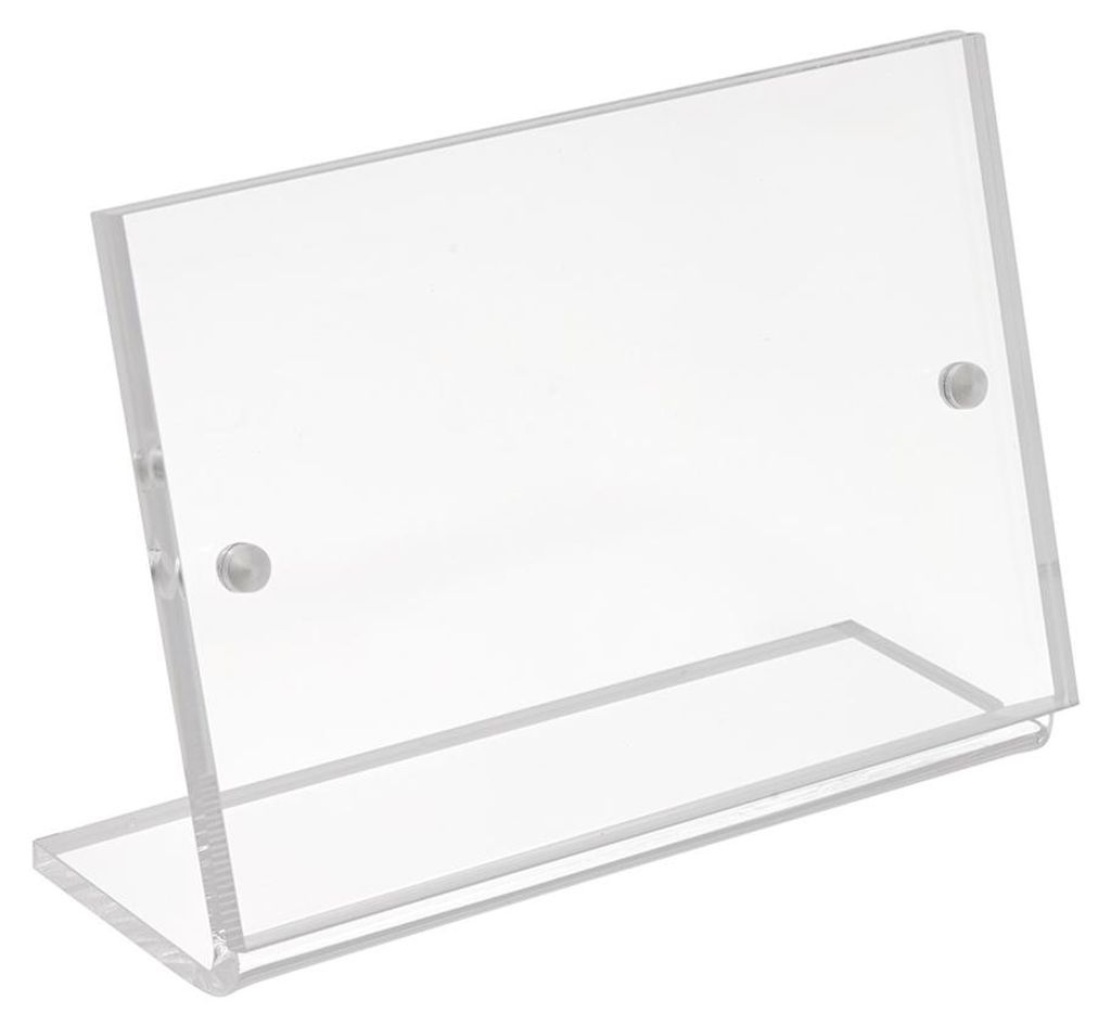 Tischaufsteller DIN A7 Querformat Werbeaufsteller aus Acrylglas mit Magnetverschluß Hinweisschildhalter Speisekartenhalter