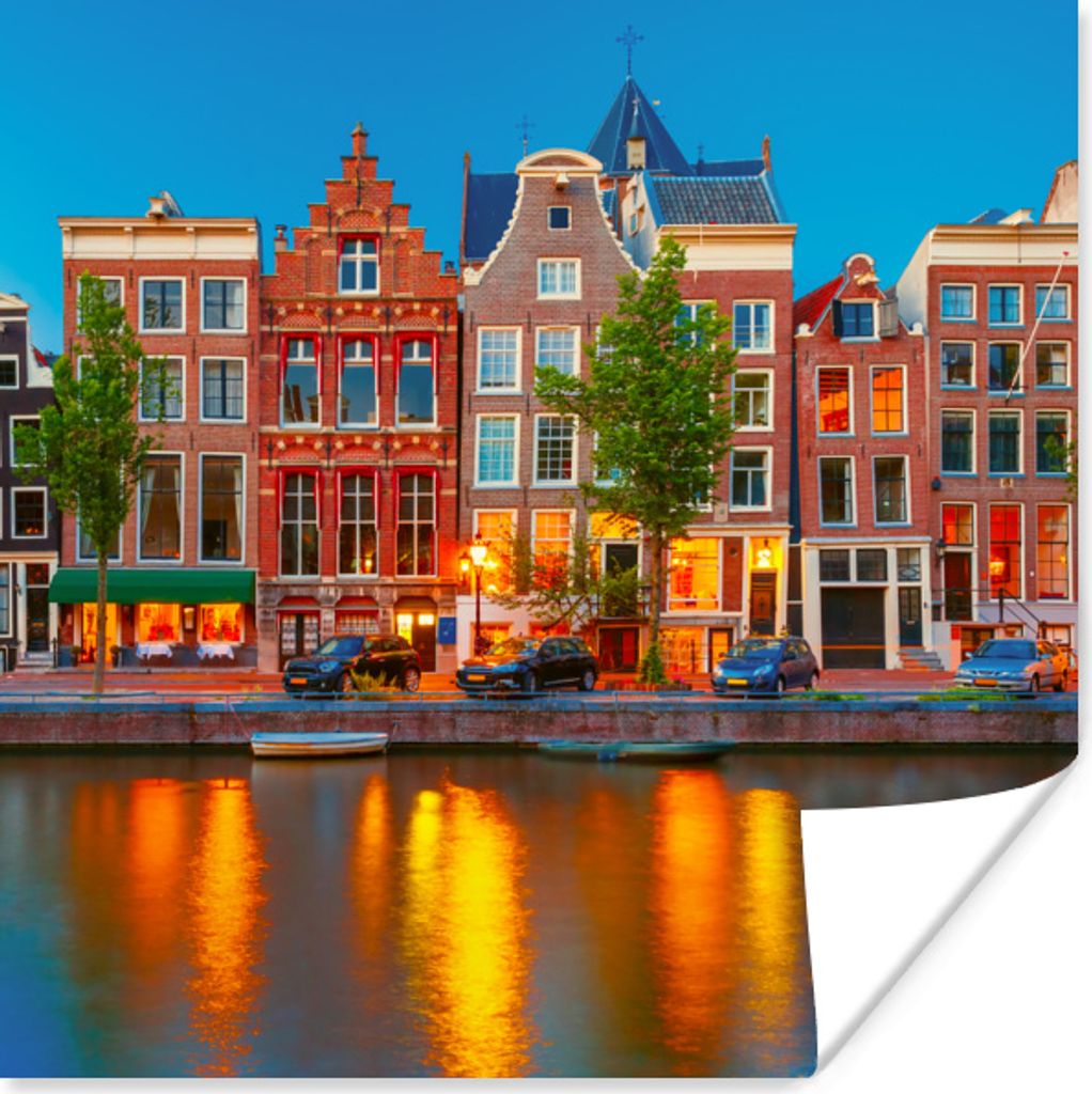 MuchoWow Poster Amsterdam - Grachten - Architektur 50x50 cm - Wohnzimmerdekoration