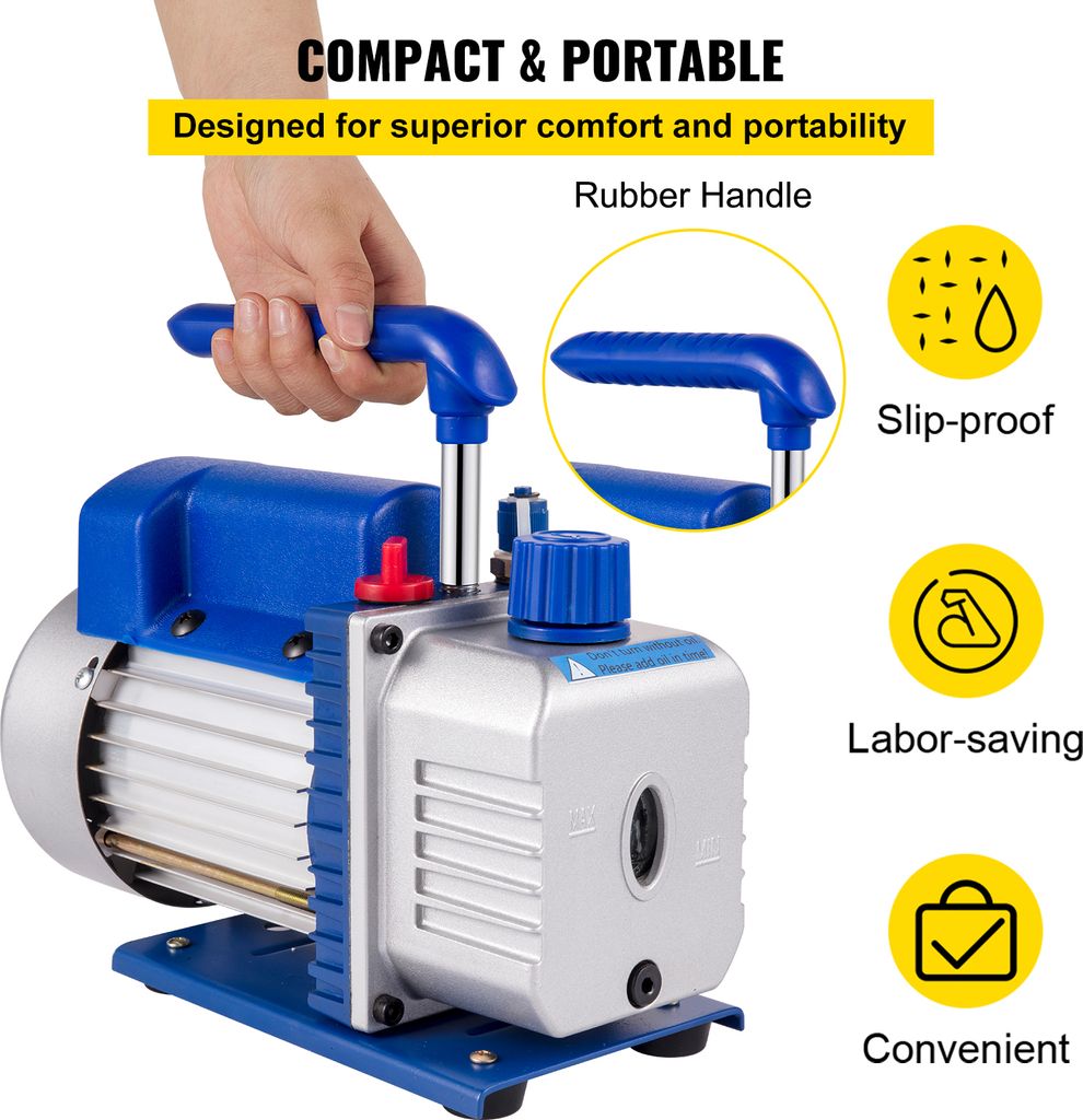 VEVOR vakuová pumpa 3CFM 1/4HP Vakuová pumpa 220 V Vakuová Obrázek produktu 6