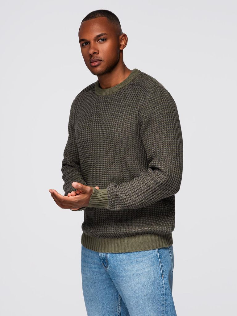 Ombre Clothing Klassischer Pullover für Männer Aslimp dunkles oliv M