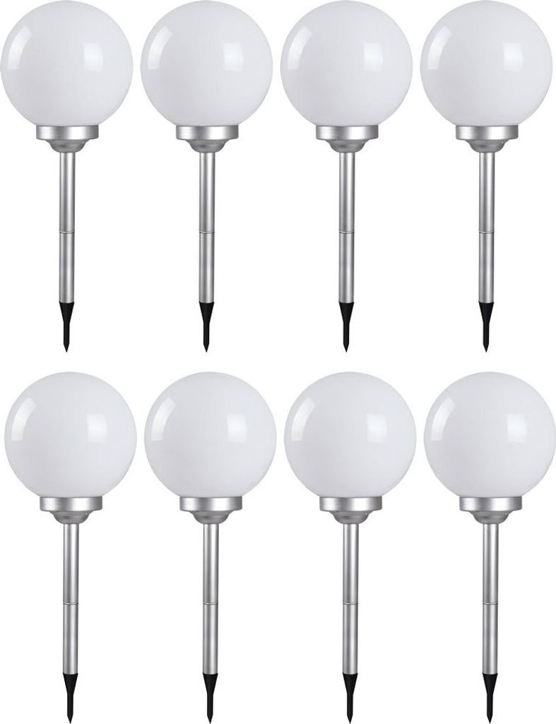 8er Set LED Solar Steckleuchten, Kugelform, 30 cm, SOLAR