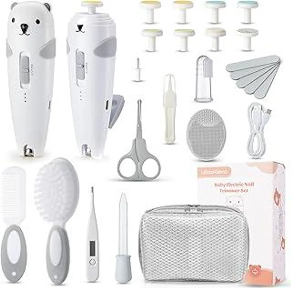 Kit Manicure Neonato Professionale 28 in 1 | Lima Lilian&Gema USB Grigio