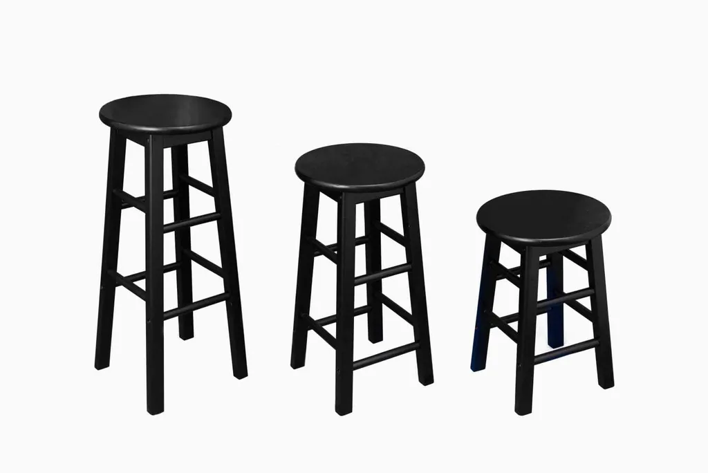 Tabouret de bar en hévéa massif durable, finition marron rustique - 3