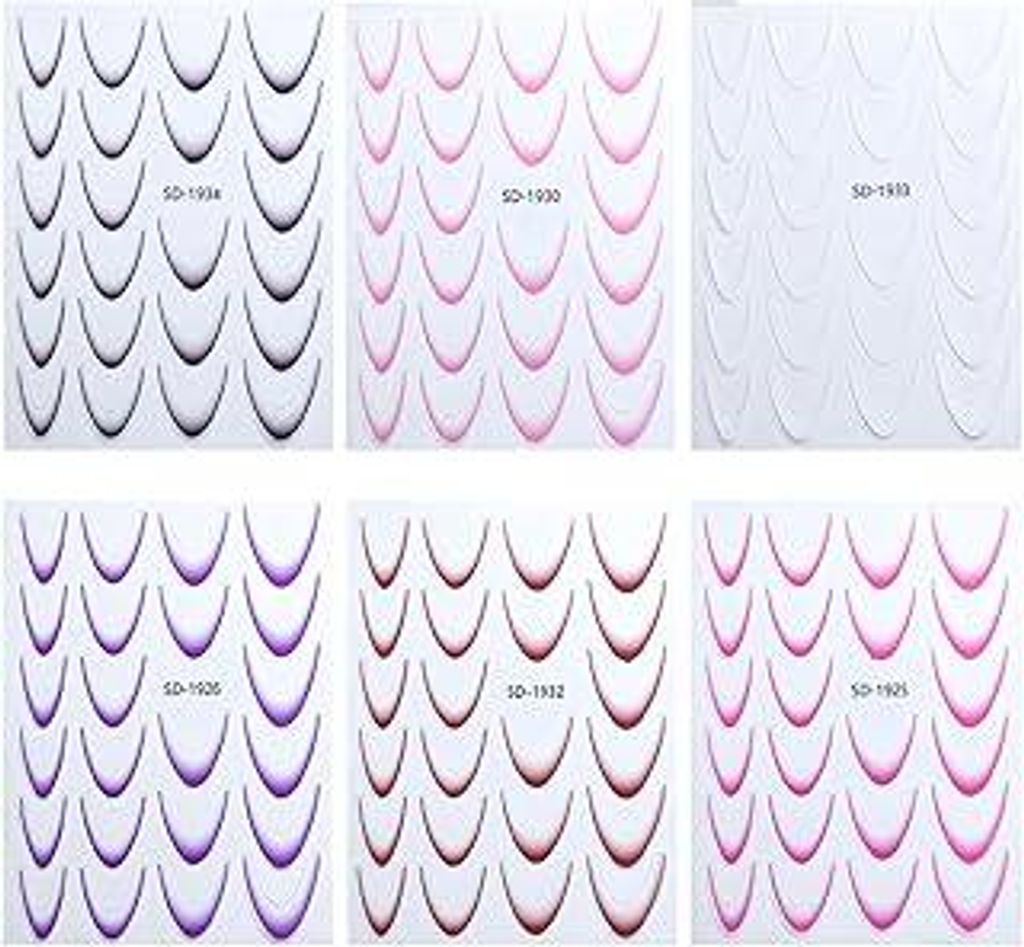 6 Bilder French Nail Stickers 3D French Colour Gradient Nail Stickers Self-Adhesive Nail Stickers French Sticker French Nails Schablone Nail Design...