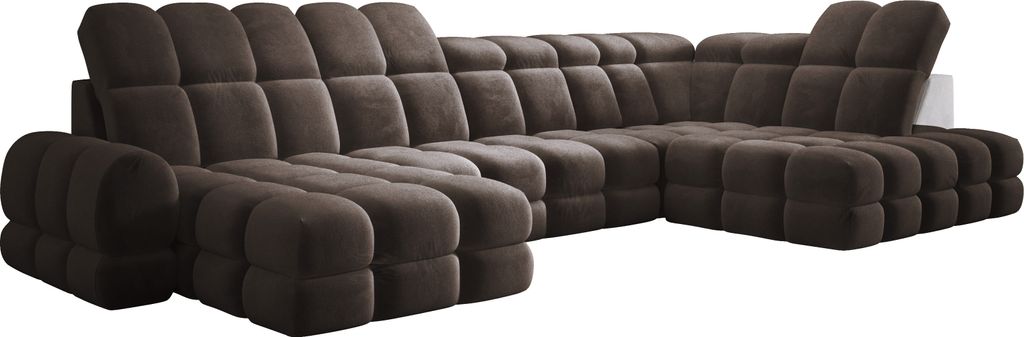 DomoHome Ecksofa Tollo Grau Salvador-Stoff Rechte Seite 400x217x105 cm, U-Form Sofa mit Schlaffunktion, Bettkasten 120x85x17 cm, Elektrisch Verstel...