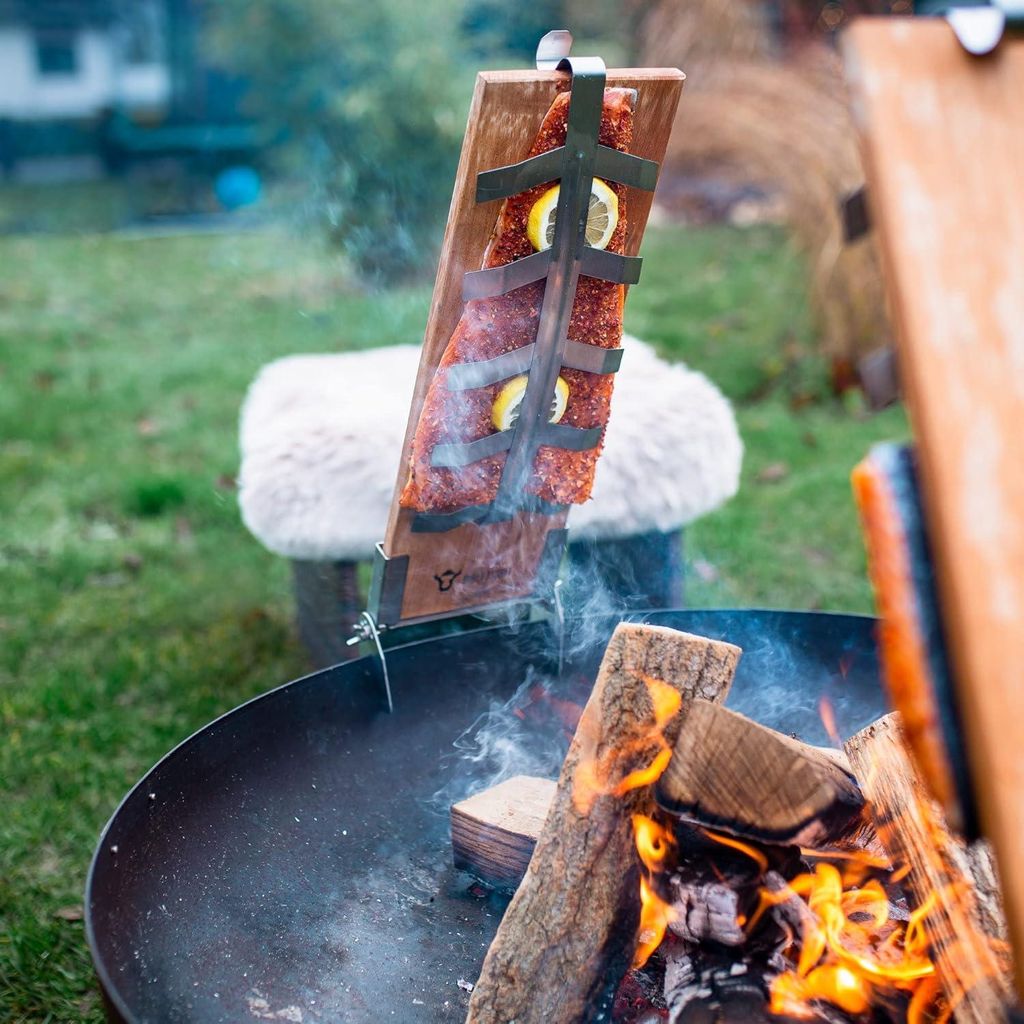 Lachsbrett zum Räuchern und Grillen - Holzhalter - Buchenholz - 1 Stück