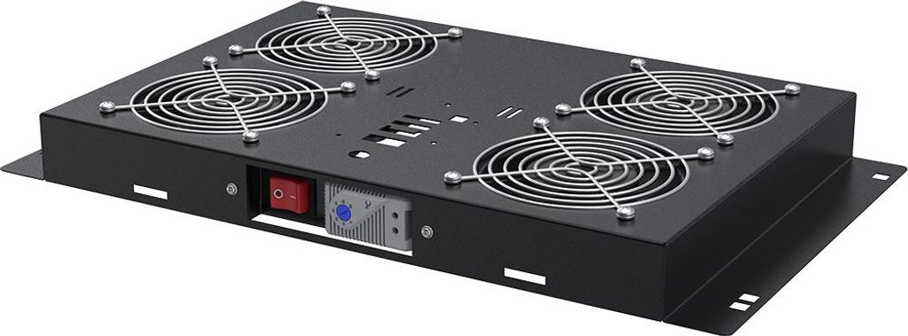 Rockstable 1HE 19 Zoll in Rack Lüftereinheit mit 4 Hochleistungslüfter - manuelle Temperatursteuerung | PremiumLine RSPL19-FT4