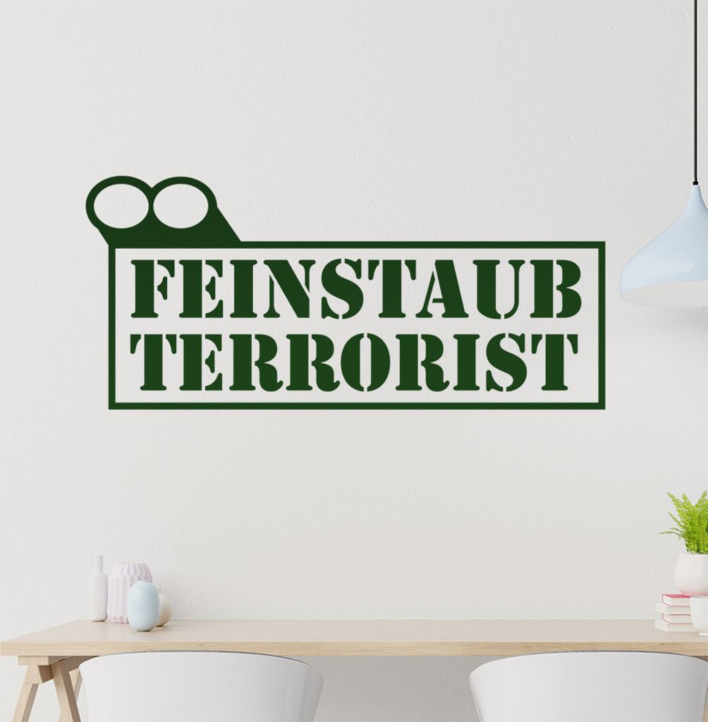 Feinstaub Terrorist Wandtattoo in 6 Größen - Wandaufkleber Wall Sticker - Dekoration, Küche, Wohnzimmer, Schlafzimmer, Badezimmer