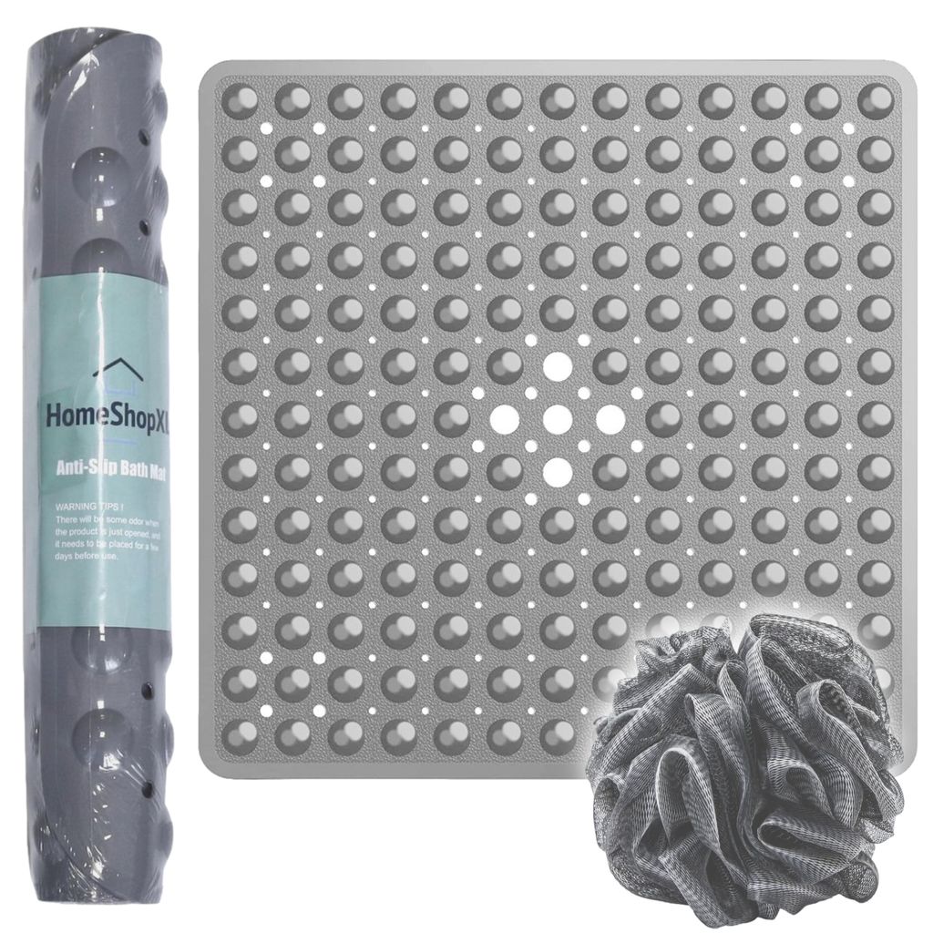 Das Original - Duschmatte Antirutsch - Grau - 53x53cm - Antirutschmatte Badematte für Duschkabine - Antirutschmatte mit Saugnäpfen