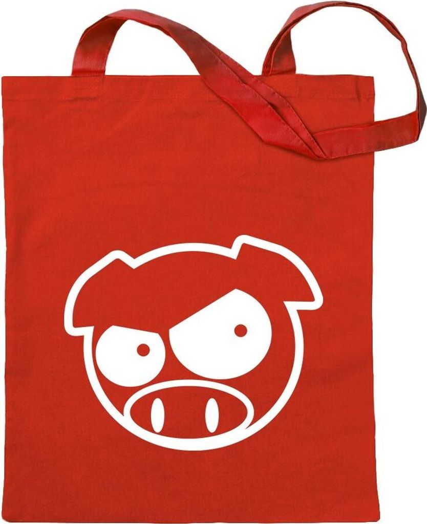 Kiwistar - Baumwolltasche - rot - JDM Schwein fies - Tragetasche Stoffbeutel Umhängetasche Langer Henkel