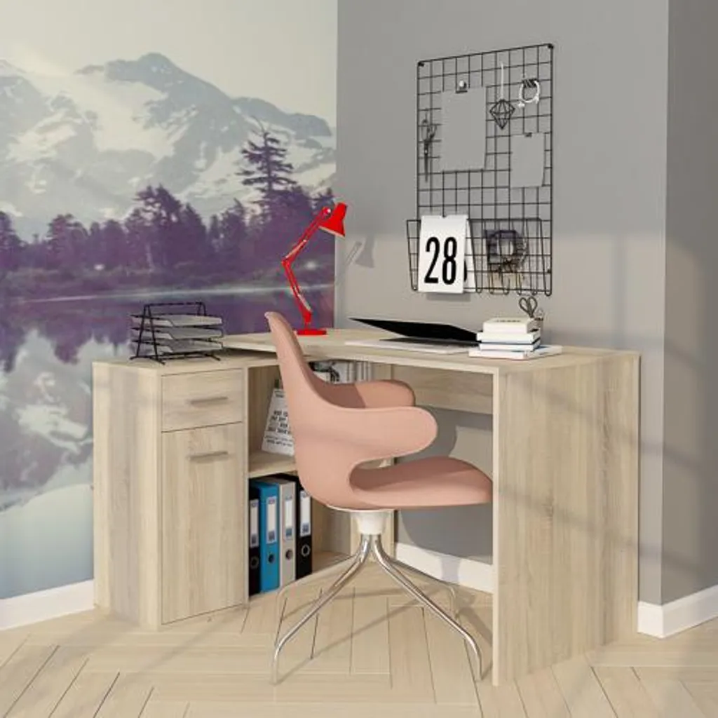 Bureau d’angle de télétravail WESLACO chêne sonoma idéal pour petit coin - 10