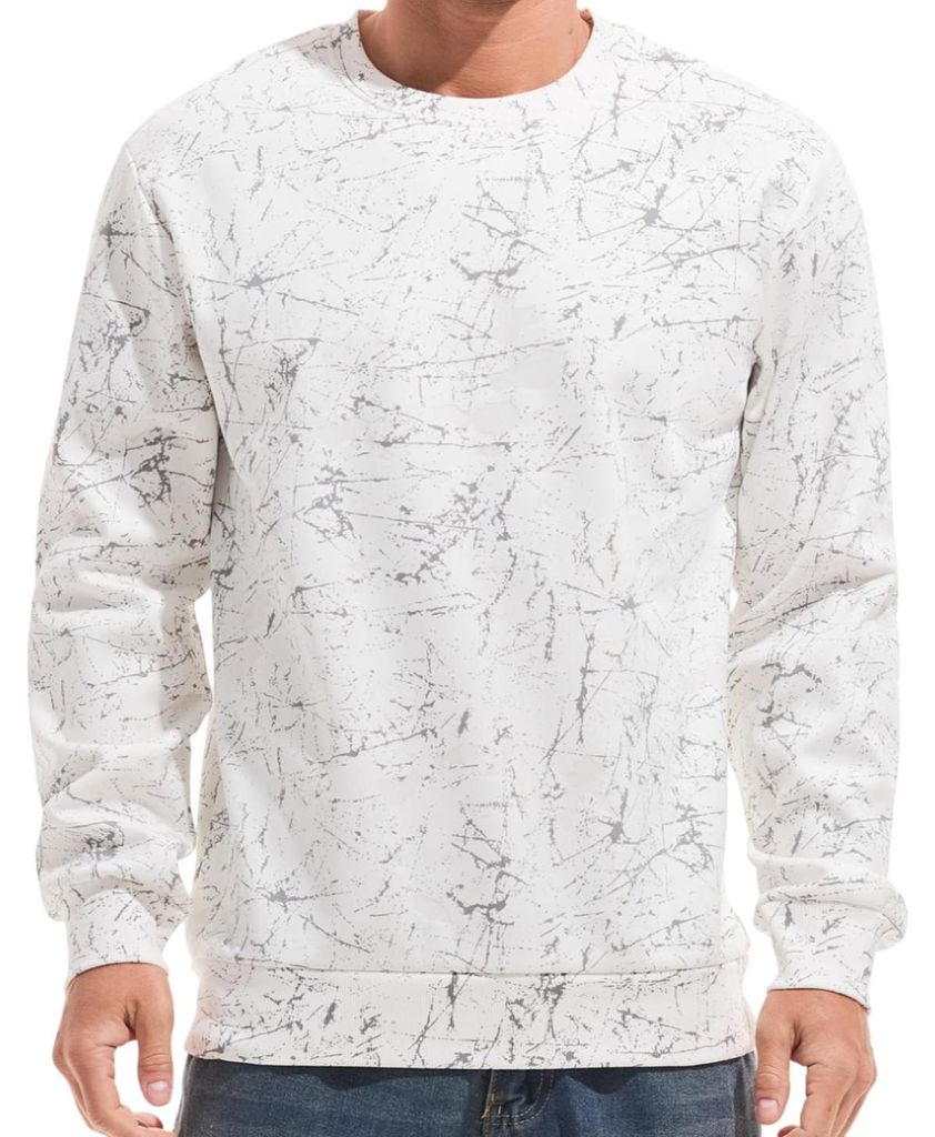 Herren Fleece-Sweatshirt Crewneck Casual Gefüttert Warm Weiß L