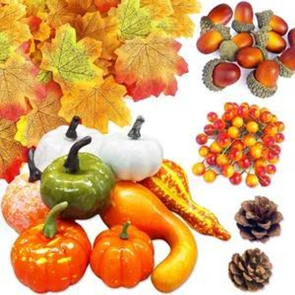 ROLLWAY 170 Stück Halloween Kürbis Deko Herbstblätter Set, Produktbild 