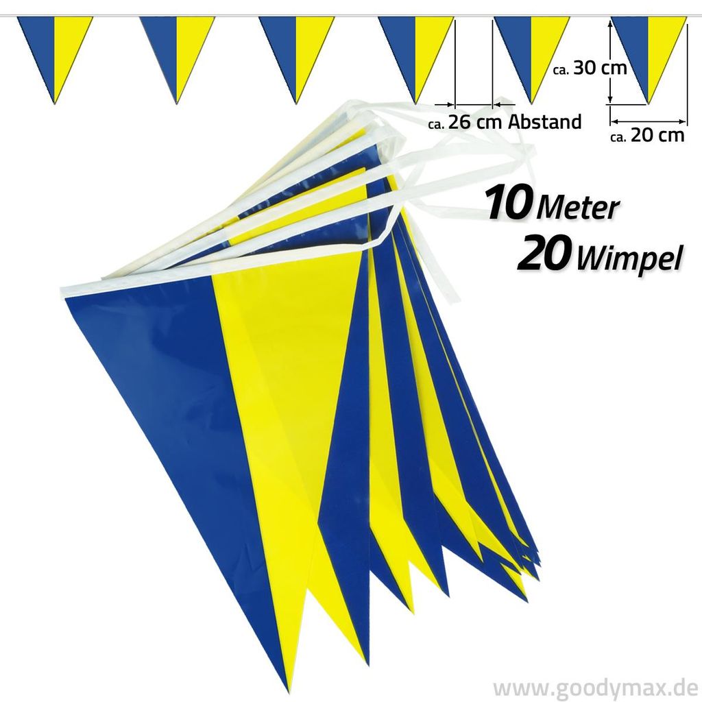 Goodymax® Wimpelkette 10 m DESIGN Blau-Gelb 2-farbig Produktbild 