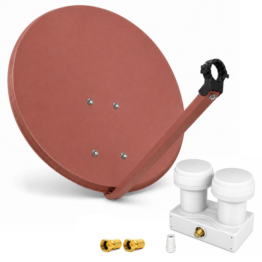 PremiumX SAT Anlage 80cm Antenne Ziegelrot Single Monoblock Produktbild 