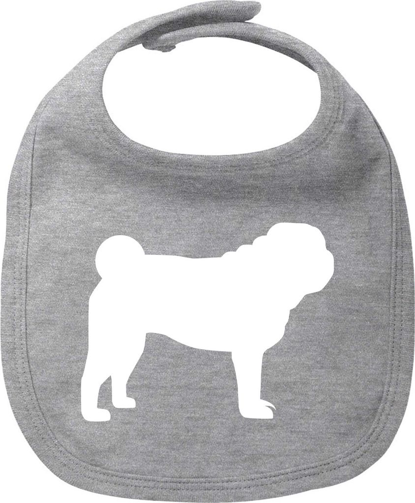 Huuraa Baby Lätzchen Mops Silhouette Heather Grey Klettverschluss Baumwolle Latz Geschenkidee