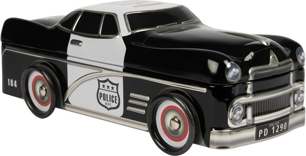 Polizeiauto mit drehbaren Rädern, Geschenk-/ Aufbewahrungsdose, Deko, Blech-/ Keksdose, Vol. 1,3l